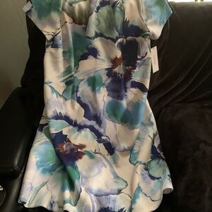Calvin Klein Blue, Teal & Navy Floral Shift Dress